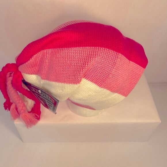 VINTAGE PINK AND WHITE SKI HAT BY TYROLA NWT